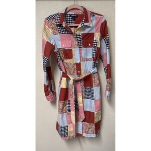 Lands End Patchwork Dress Small Grandmacore Americana Boho Square Dance Teacher
